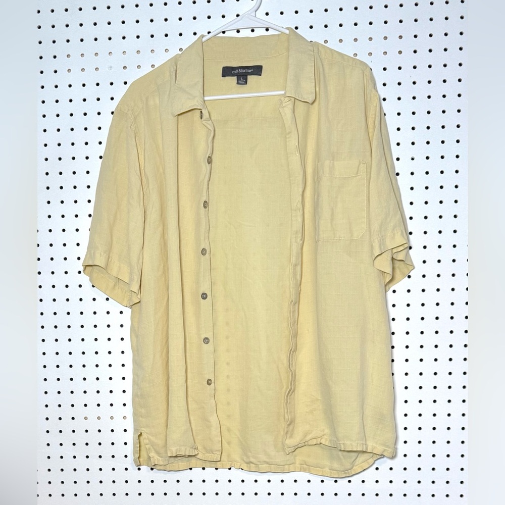 Croft and Barrow mens 100% silk button down short sleeve shirt, sz LG